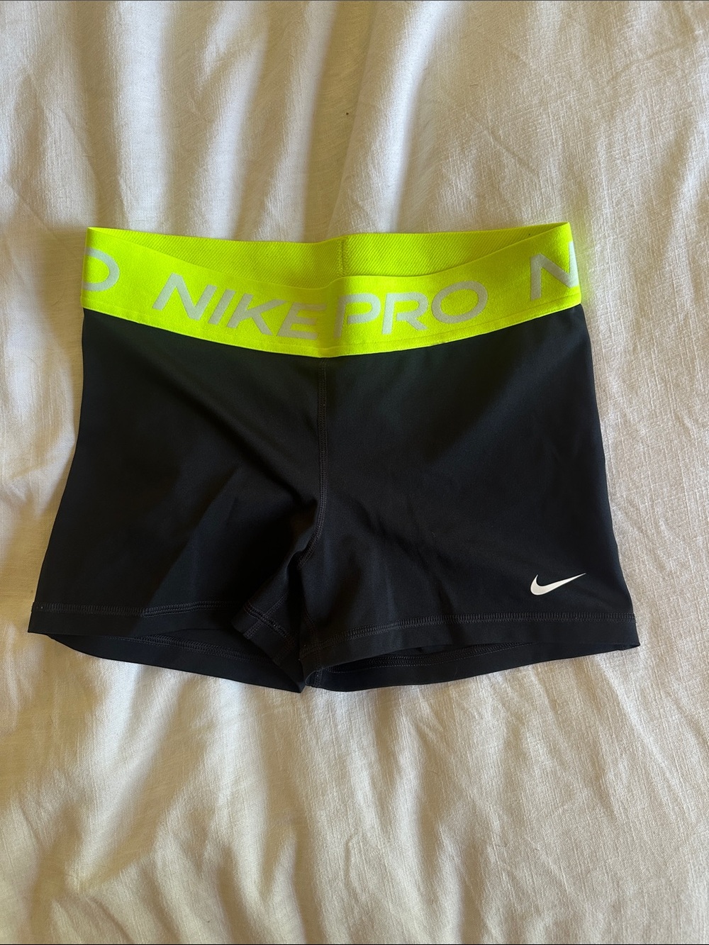 Nike Black Shorts with Neon Yellow Waistband